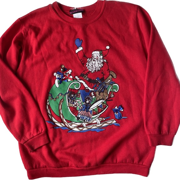 Vintage Santa Sz Small Andover Unisex Ugly Christmas Sweatshirt - Picture 1 of 9